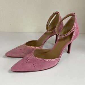 4/$20 Amanda Sugar Plum - Pink Suede / Faux Alligator Stiletto Heels - 9.5